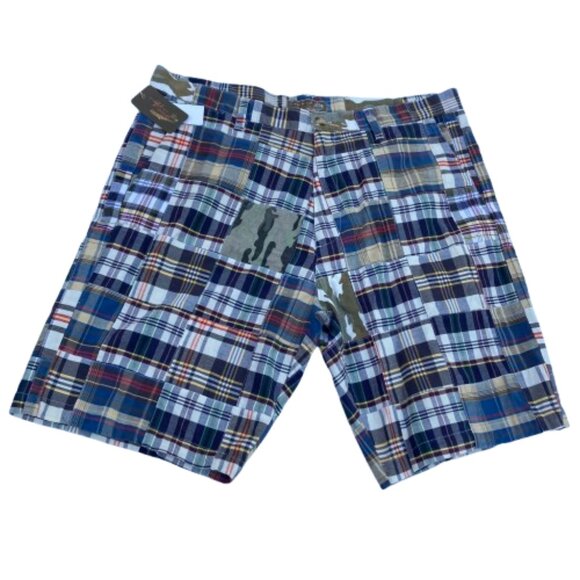 Siegfried Vintage Men's 11" Shorts NWT Madras Plaid Cargo Golf, Preppy, sz 38 - Picture 2 of 14